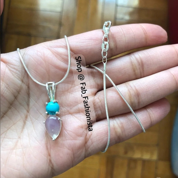 Sterling silver turquoise opalite pendent - Picture 3 of 7